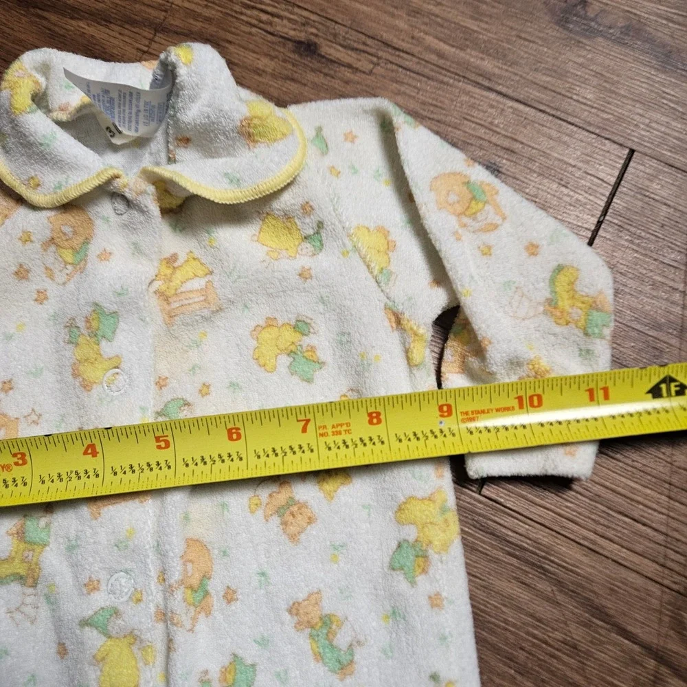 Vintage Carter's Baby Bear Star Print Footed Sleeper M Fleece‎ Pajamas USA Retro
